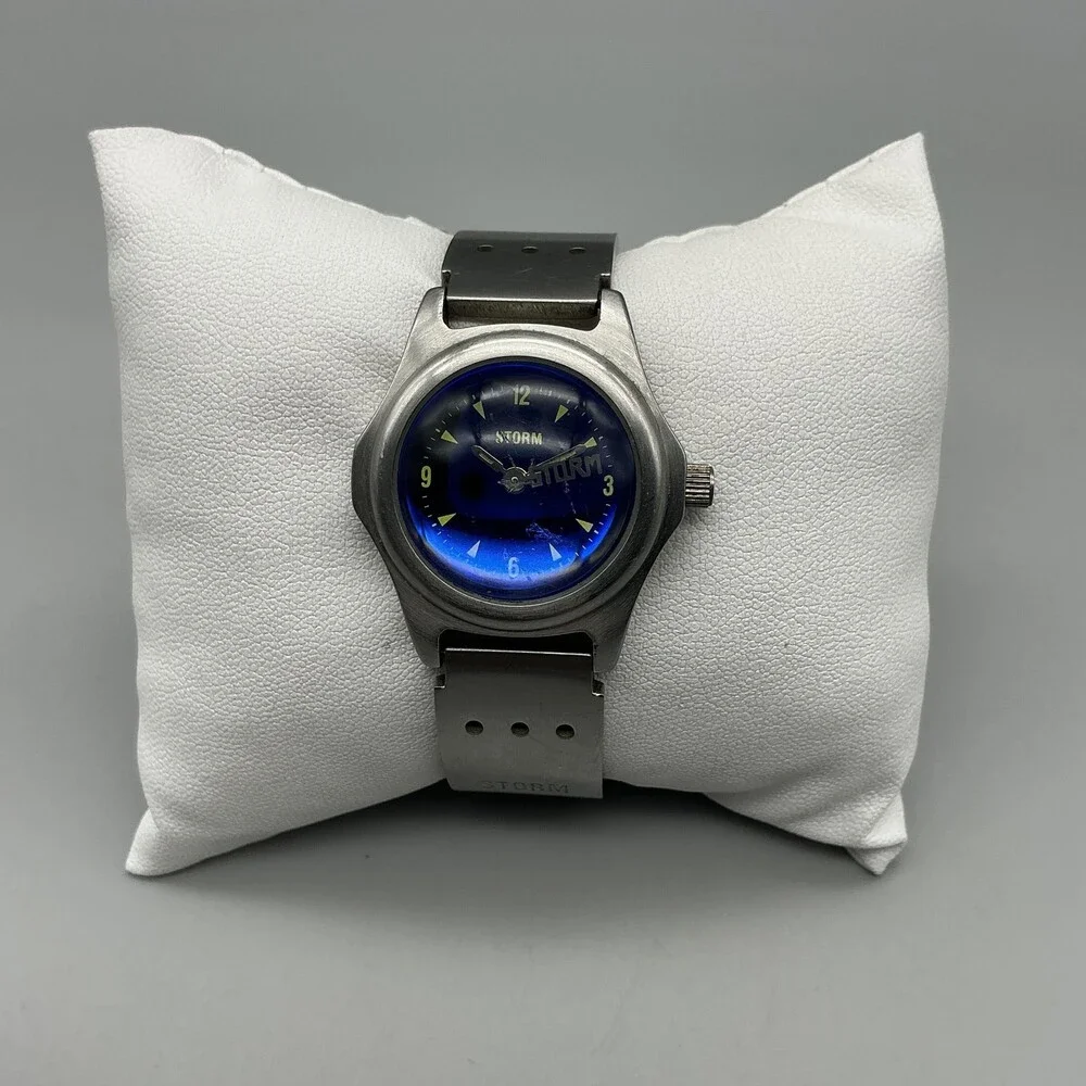 Storm Lazer Bubble Lady Womens Watch 30mm Blue Dial Stainless New Battery 6.25